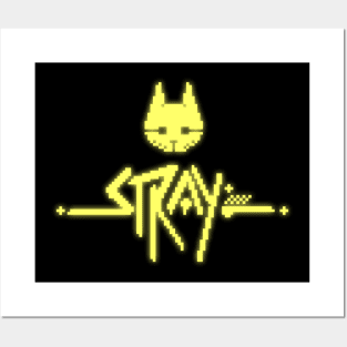 Stray Cat pixel art neon Posters and Art